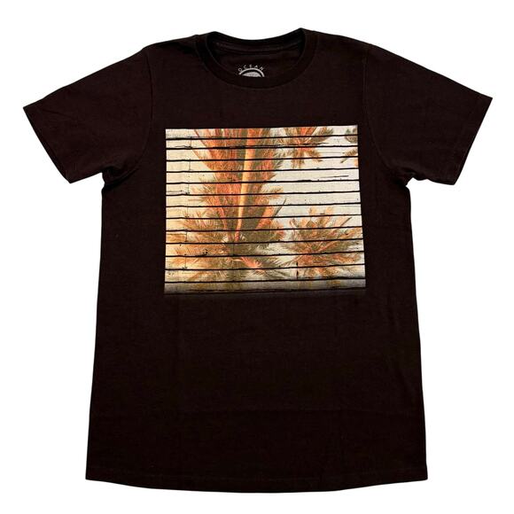 Ocean Current Palm Tree T Shirt Adult M 17” Chest Maroon Striped Graphic Tee - Picture 1 of 8